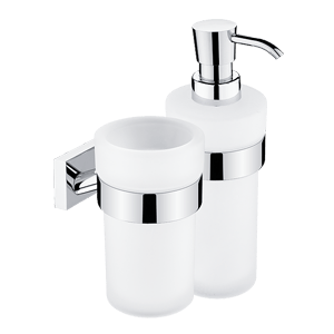 Hygienic set Keira (soap dispenser and cup holder with cup) | chrome