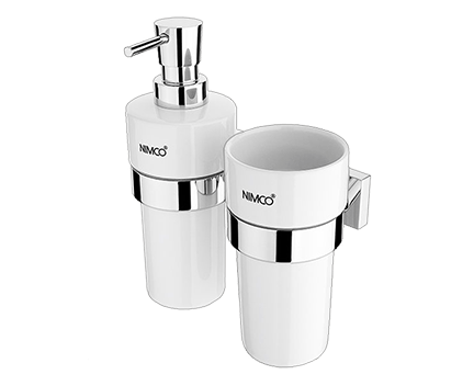 Sanitary set Keira (Soap dispenser and tumbler holder with tumbler) | chrome