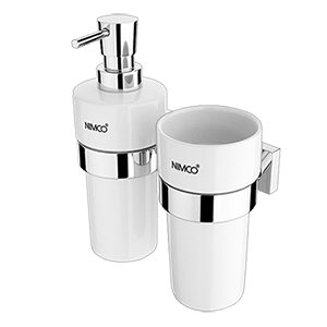 Sanitary set Keira (Soap dispenser and tumbler holder with tumbler) | chrome