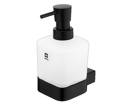 Soap dispenser with a cup of Kibo collection - frosted glass | black matte