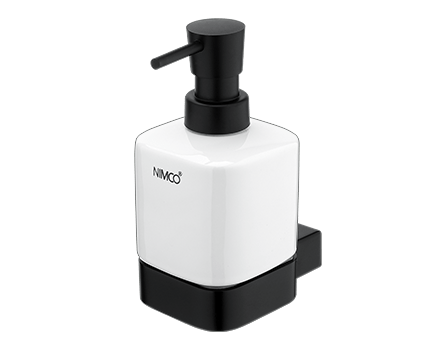 Soap dispenser with ceramic bowl Kibo | black matte