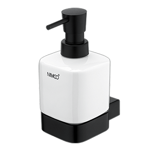 Soap dispenser with ceramic bowl Kibo | black matte