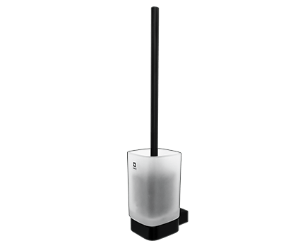 WC brush Kibo with glass container | black matte