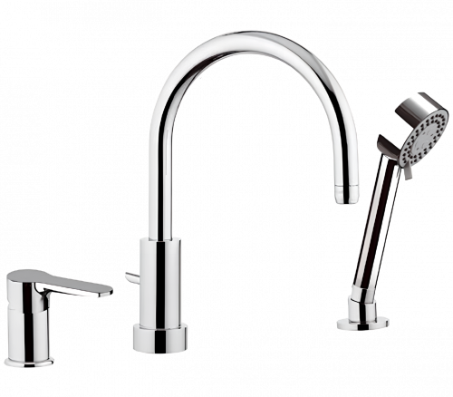 Shower and bath faucet WINNER, triple element lever mixer | white mattte