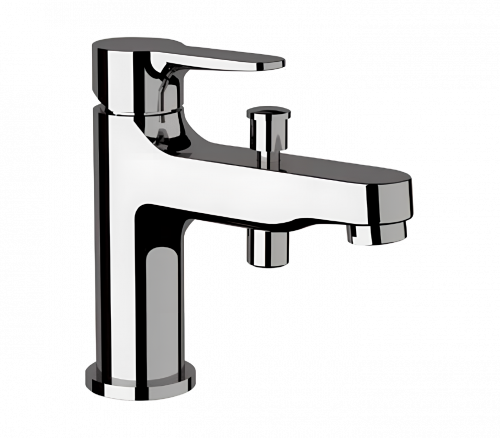 Single-lever bath mixer with diverter | brushed nickel gloss