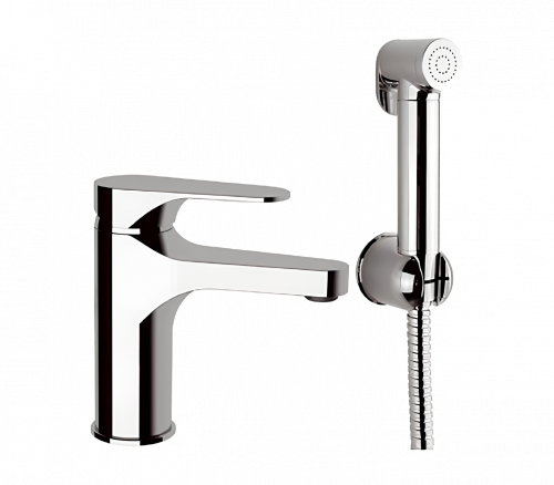 Washbasin CLASS LINE mixer with Bidetshower | brushed nickel gloss