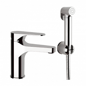 Washbasin CLASS LINE mixer with Bidetshower | brushed nickel gloss