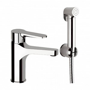 Washbasin WINNER mixer with Bidetshower | brushed nickel gloss