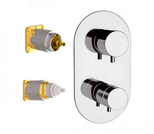 Concealed module X STYLE two - way lever upper part thermostatic | brushed copper