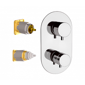 Concealed module X STYLE two - way lever upper part thermostatic | brushed copper