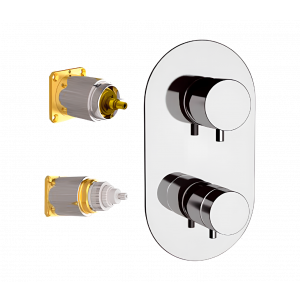 Concealed module X STYLE upper part lever three - way thermostatic | gold mattte