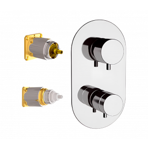 Concealed module X STYLE upper part lever three - way thermostatic | brushed copper