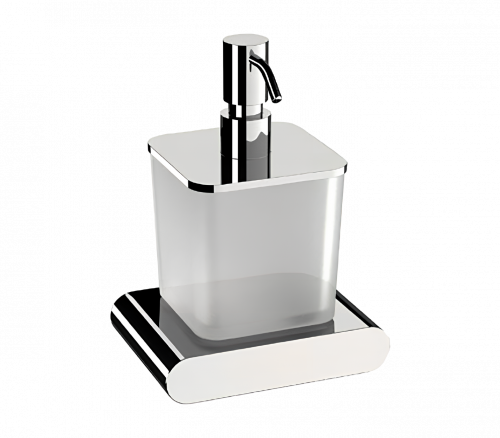 Soap dispenser with a cup of Lounge collection - frosted glass | chrome gloss