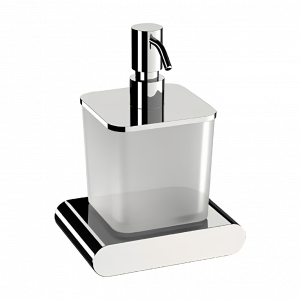 Soap dispenser with a cup of Lounge collection - frosted glass | chrome gloss