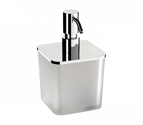 Glass soap dispenser container with flat bottom Loungue | chrome gloss