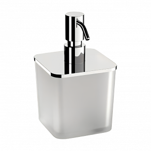 Glass soap dispenser container with flat bottom Loungue | chrome gloss