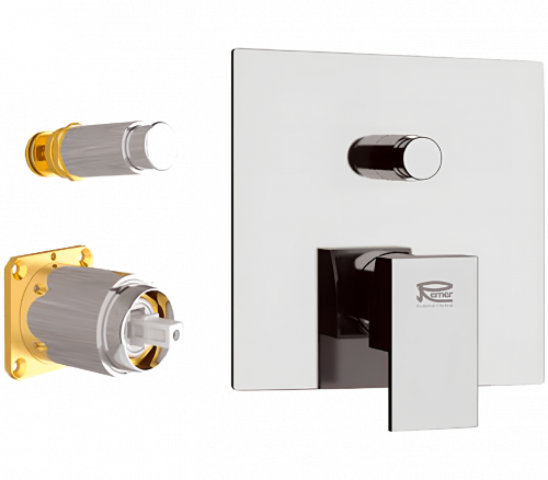 Concealed module Q-DESIGN | two - way lever upper part | rectangular | gold mattte