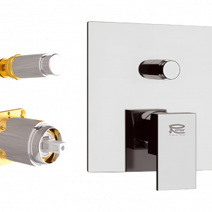 Concealed module Q-DESIGN | two - way lever upper part | rectangular | chrome gloss