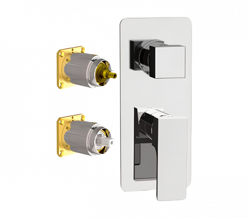 Concealed module ABSOLUTE upper part lever three - way | brushed nickel gloss