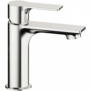 ENERGY basin mixer without handle hole | stand lever | low | stainless steel color