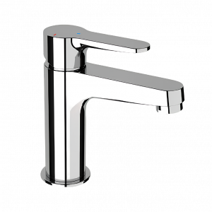 WINNER ECO basin mixer without handle hole | stand lever | low | brushed nickel gloss