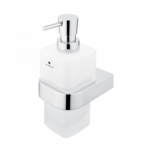 Soap dispenser with a cup of Nikau collection - frosted glass | chrome