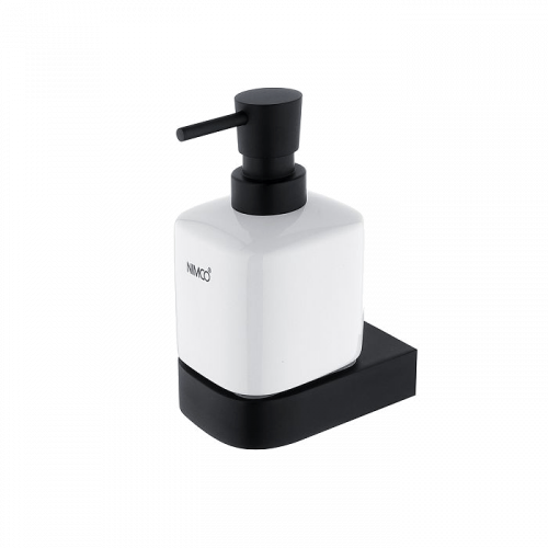 Soap dispenser with ceramic bowl Nikau | black matte