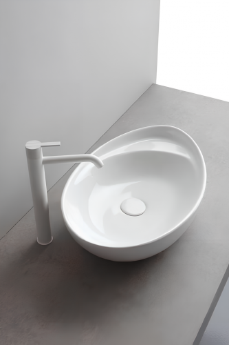 Sinks BEVERLY 560 x 370 x 170 mm | vessel sinks | curved | White gloss