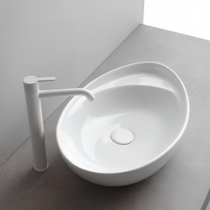 Sinks BEVERLY 560 x 370 x 170 mm | vessel sinks | curved | White gloss