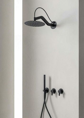 Shower set SWING lever concealed with handheld shower Ø200 | black mat