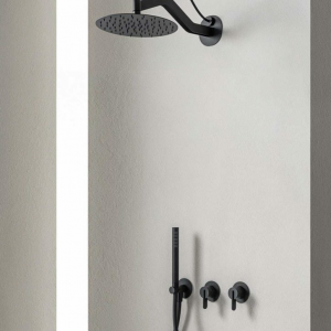 Shower set SWING lever concealed with handheld shower Ø200 | black mat