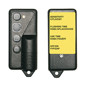 Remote control for setting of radar flushing units and piezo controls