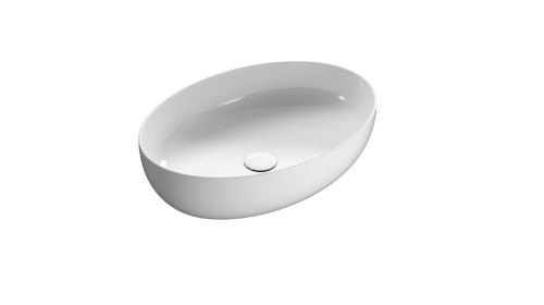 Countertop washbasin T-EDGE | 600x420x160  | White gloss