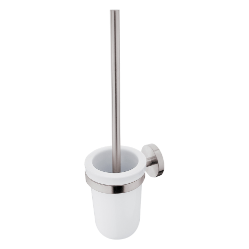 Unix toilet brush with ceramic container | brushed stainless steel