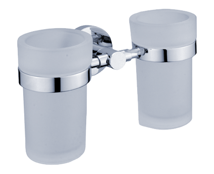 Unix double tumbler holder with glass tumblers | chrome