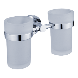 Unix double tumbler holder with glass tumblers | chrome