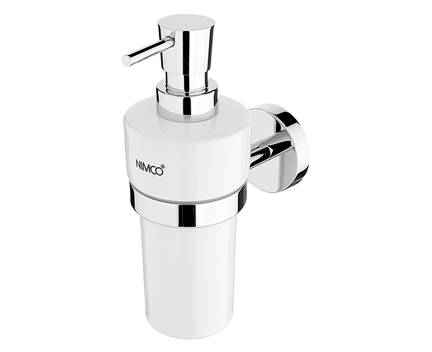 Unix soap dispenser with ceramic container | brass/chrome