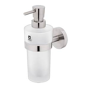 Soap dispenser with a cup of Unix collection - frosted glass | brushed inox