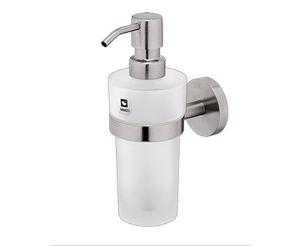 Soap dispenser with a cup of Unix collection - frosted glass | brushed inox