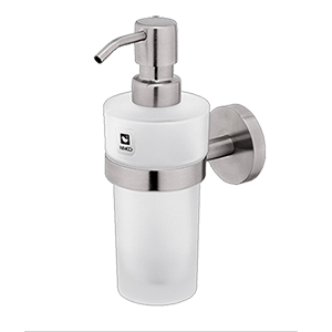 Soap dispenser with a cup of Unix collection - frosted glass | brushed inox