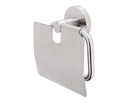 Toilet paper holder Unix with cover | brushed inox