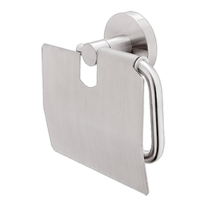 Toilet paper holder Unix with cover | brushed inox