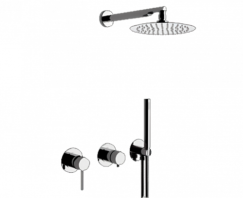 Shower sets X STYLE | concealed sets | se závěsnou hlavicí | Ø 200 mm | chrome black ground