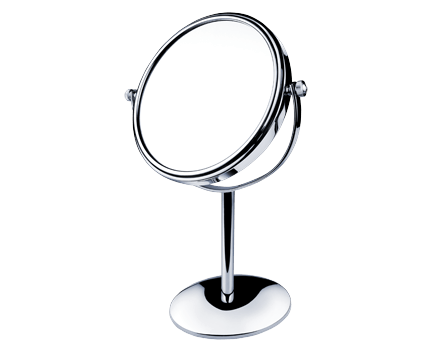 Make-up / shaving mirror standing with simple stand | chrome