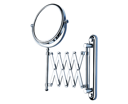 Make-up mirror, wall-mounted, extending | chrome