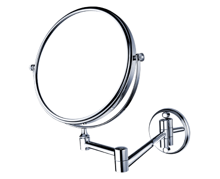 Wall-mounted make-up / shaving mirror with arm large | chrome